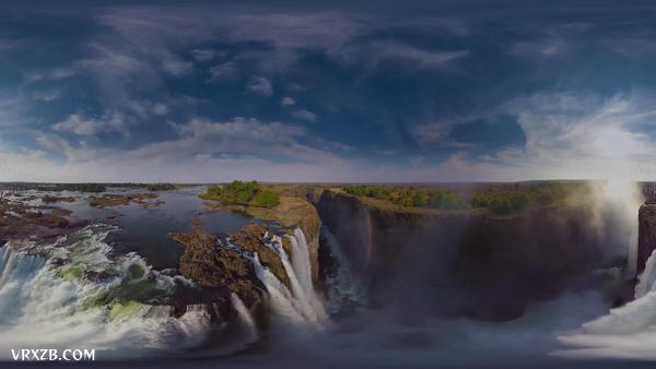 【360° VR】维多利亚瀑布。非洲最大的瀑布。 5K航拍视频