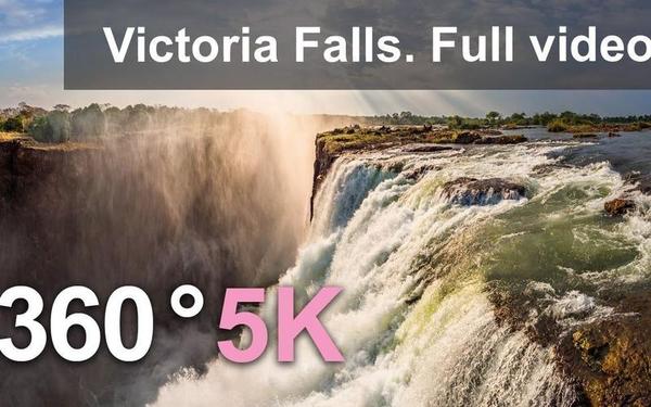 【360° VR】维多利亚瀑布，非洲明珠。5K英文航拍视频