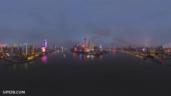 【360° VR】上海,中国。世界上人口最多的城市。8k航拍视频
