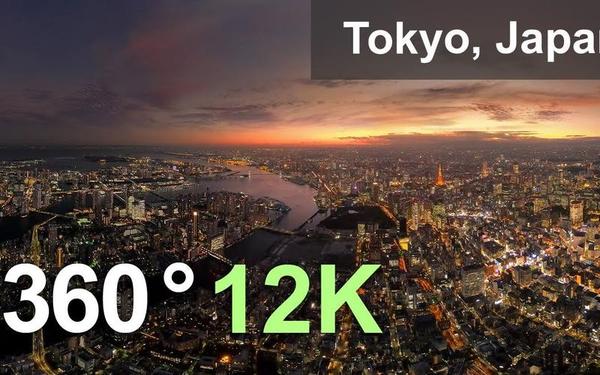 【360° VR】东京的夜晚，日本。航空360视频12K