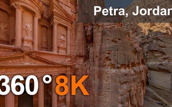 【360° VR】佩特拉古城，约旦。 8K空中360视频。虚拟旅行