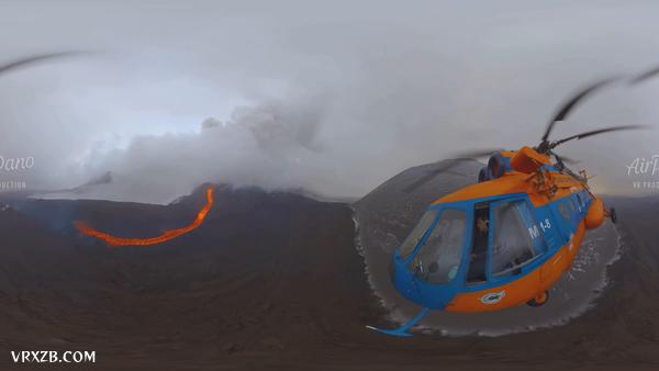 【360° VR】俄罗斯堪察加半岛的Plosky Tolbachik火山爆发，4K航拍视频