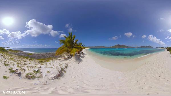 【360° VR】加勒比海的天堂。热带海滩休闲，360视频，8K
