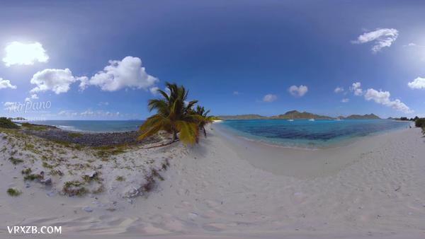 【360° VR】加勒比海的天堂。热带海滩休闲，360视频，8K