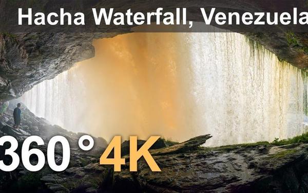 【360° VR】Canaima泻湖,委内瑞拉。第二部分。哈查瀑布，4K空中视频